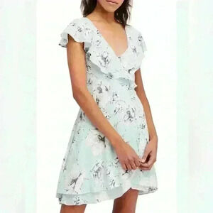 Free People Sz XS Blue Ruffled Maxi Dress